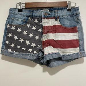 American Flag Jean Shorts